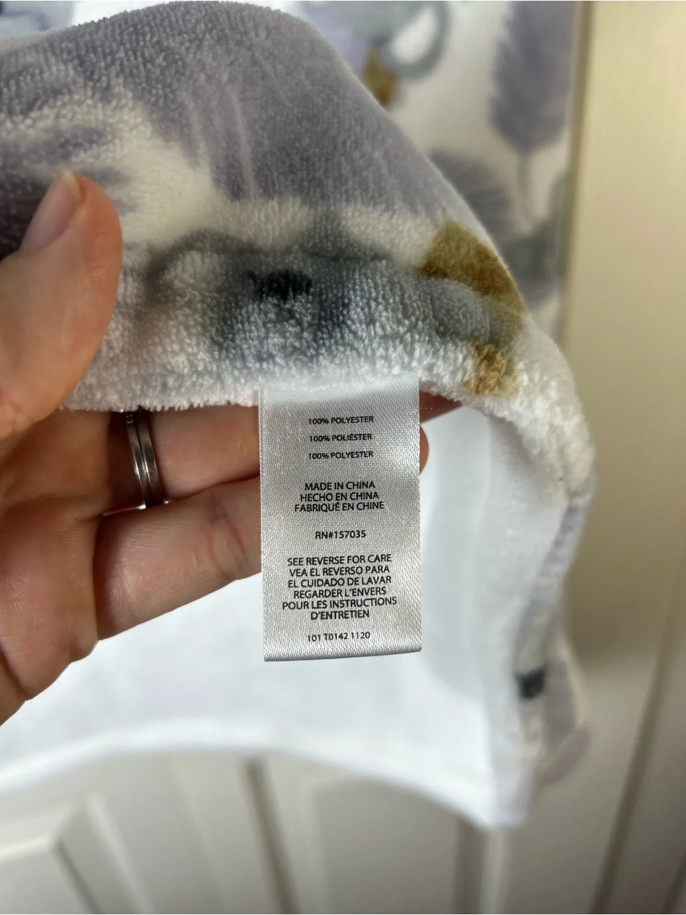 Tahari Koala Bear Baby Blanket Gray White Green Leaves Plush Lovey Bow Tie